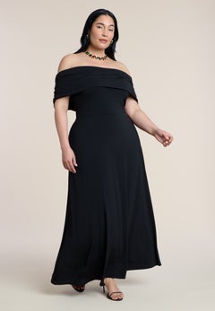 Off The Shoulder Knit Maxi Dress