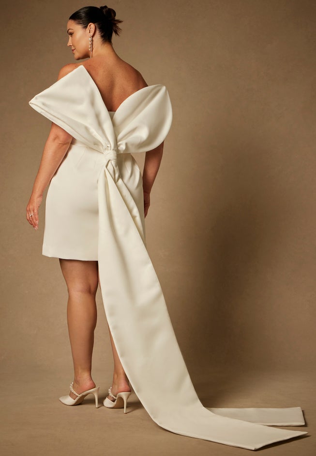 Bridal By Eloquii Strapless Mini Dress With Draped Train image number 2