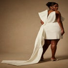 Bridal By Eloquii Strapless Mini Dress With Draped Train image number null