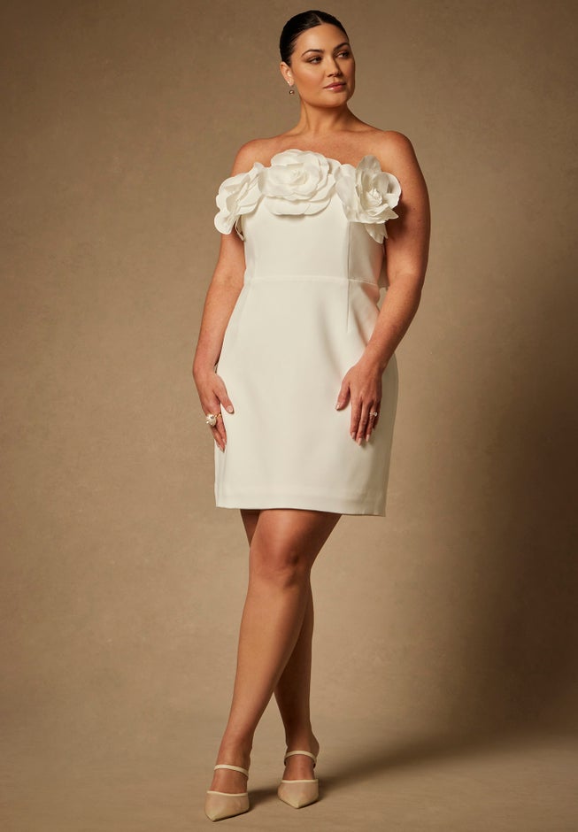 Bridal by ELOQUII Strapless Mini Dress With Rosette image number 5