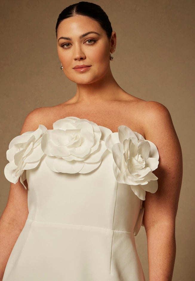Bridal by ELOQUII Strapless Mini Dress With Rosette image number 6