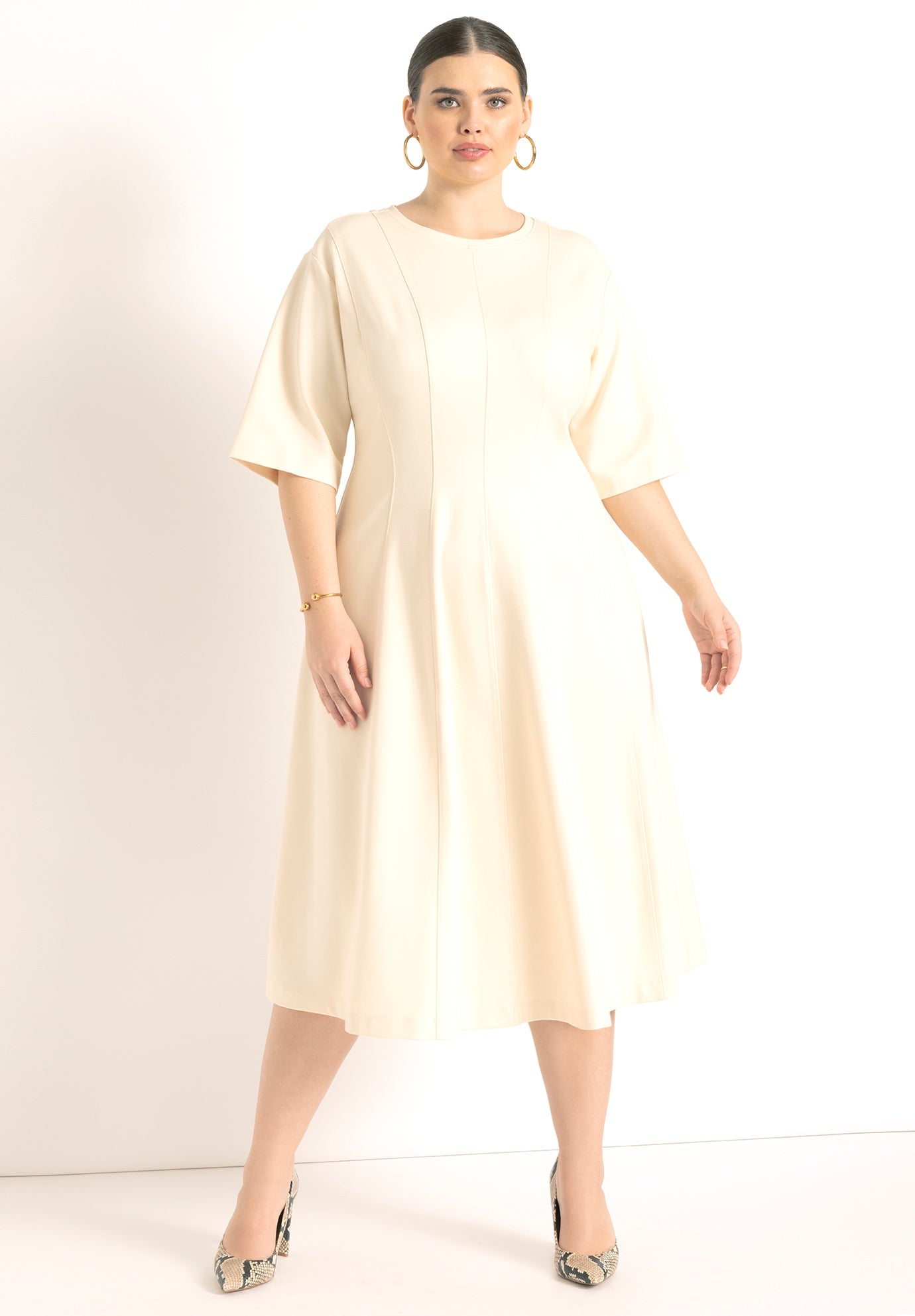 Seam Detail Ponte Workwear Midi Dress image number 0