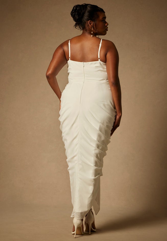 Bridal by ELOQUII Draped Dress With Cascade image number 1