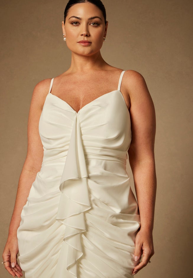 Bridal by ELOQUII Draped Dress With Cascade image number 5