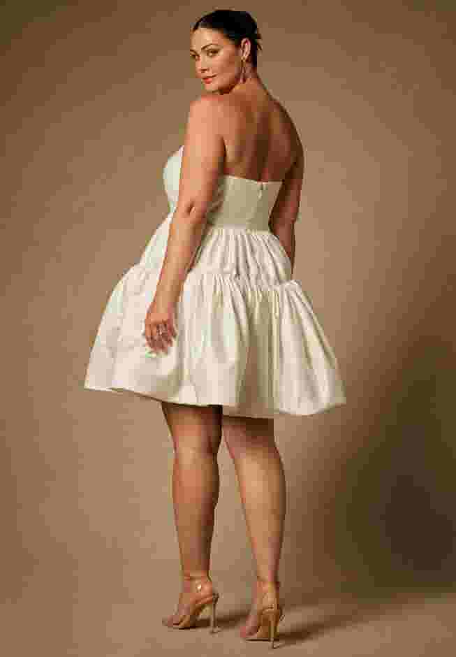 Bridal by ELOQUII Mini Flare Dress With Structured Bodice image number 1