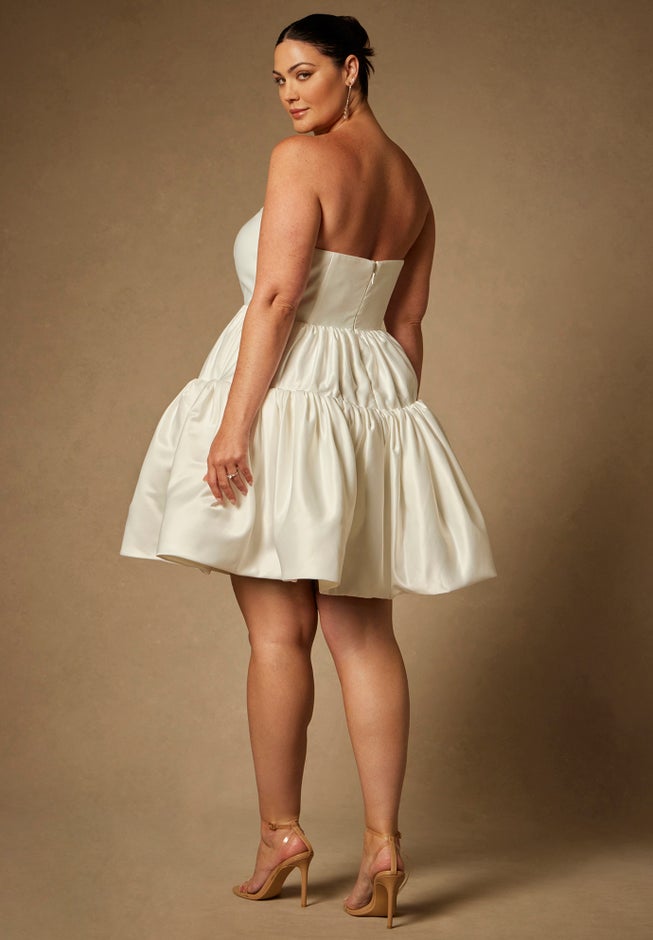 Bridal by ELOQUII Mini Flare Dress With Structured Bodice image number 1