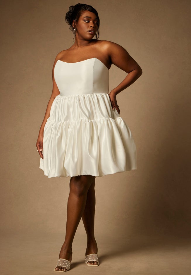 Bridal by ELOQUII Mini Flare Dress With Structured Bodice image number 4