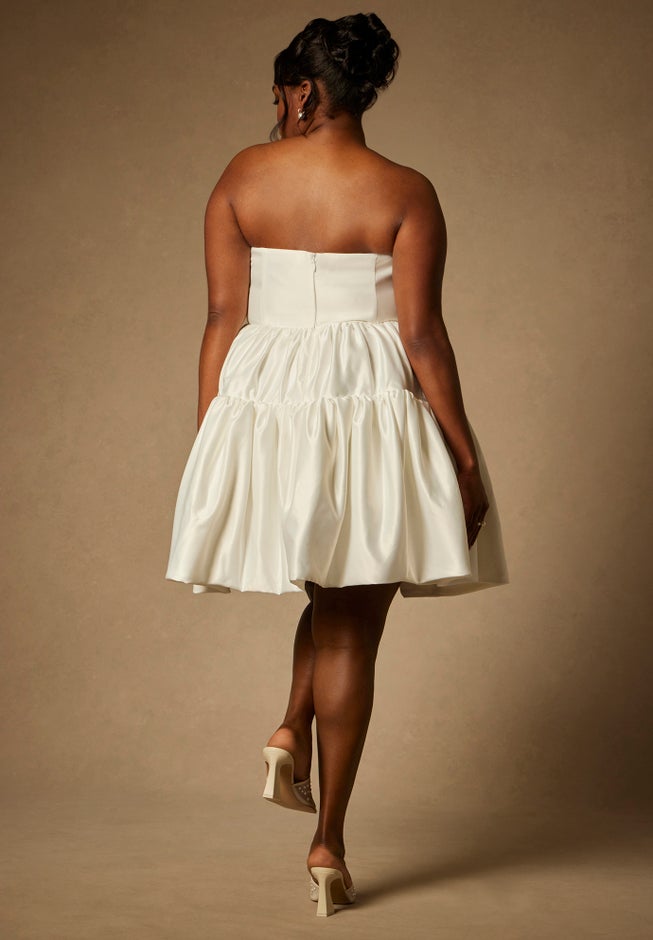 Bridal by ELOQUII Mini Flare Dress With Structured Bodice image number 5