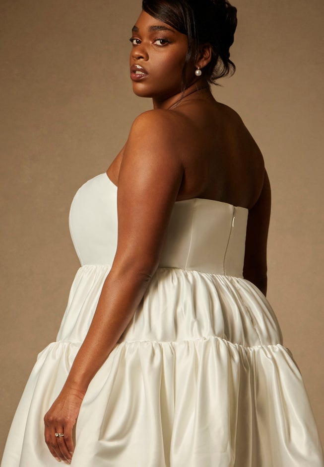 Bridal by ELOQUII Mini Flare Dress With Structured Bodice image number 6