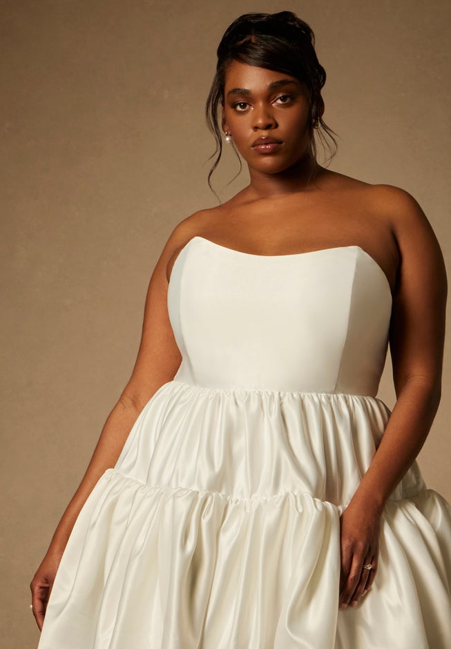 Bridal by ELOQUII Mini Flare Dress With Structured Bodice image number 7