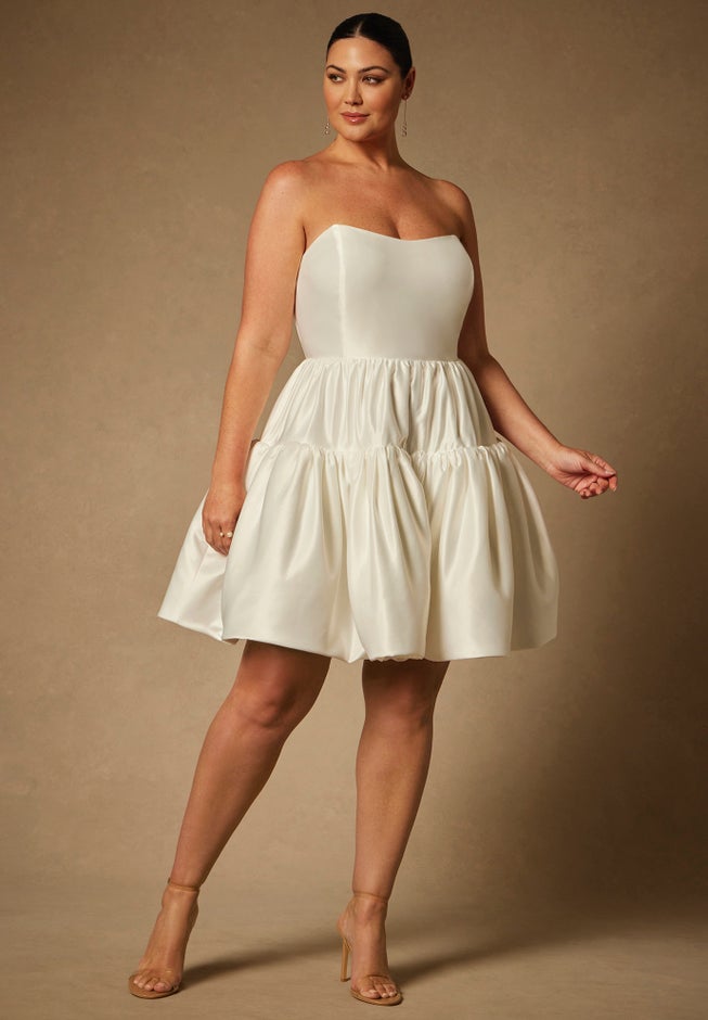 Bridal by ELOQUII Mini Flare Dress With Structured Bodice image number 0