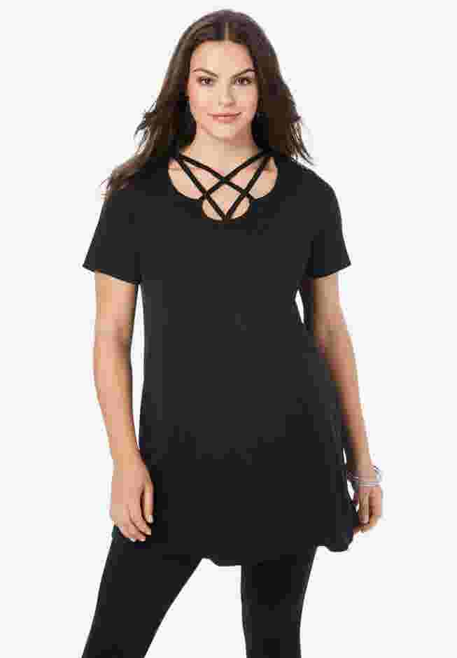 Ultimate Lattice Neck Short Sleeve Tunic image number 0