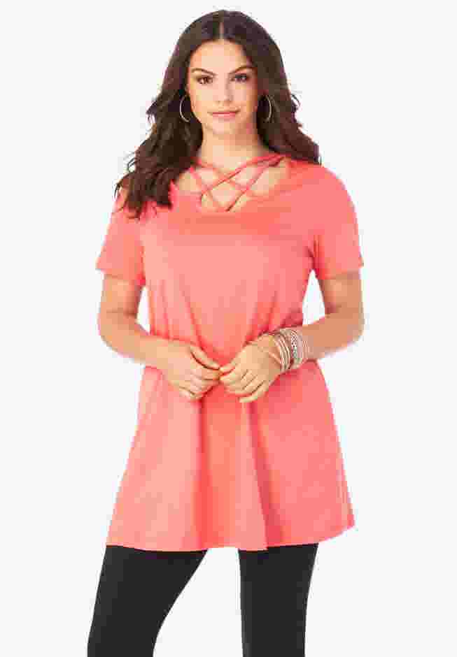 Ultimate Lattice Neck Short Sleeve Tunic image number 0