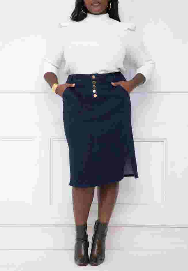ELOQUII Elements Textured Mutton Sleeve Sweater image number 3