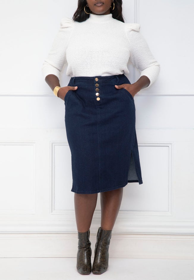 ELOQUII Elements Textured Mutton Sleeve Sweater image number 3