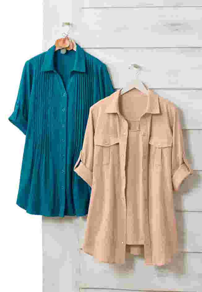 Pintucked Button Down Gauze Shirt image number 1