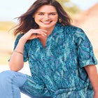 Pintucked Button Down Gauze Shirt image number null