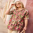 Pintucked Button Down Gauze Shirt image number null