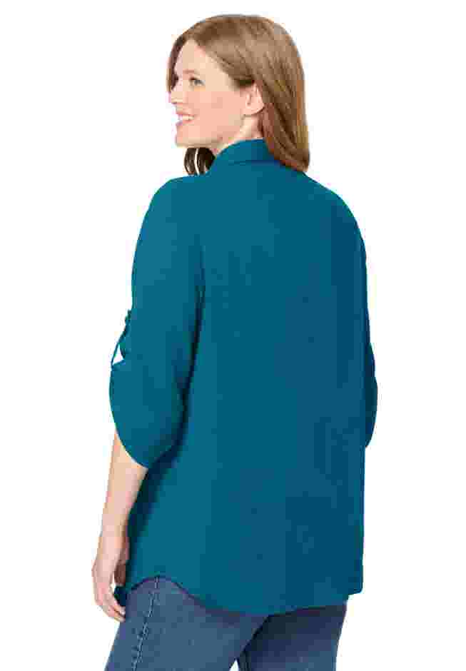 Pintucked Button Down Gauze Shirt image number 1