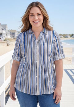 Pintucked Button Down Gauze Shirt
