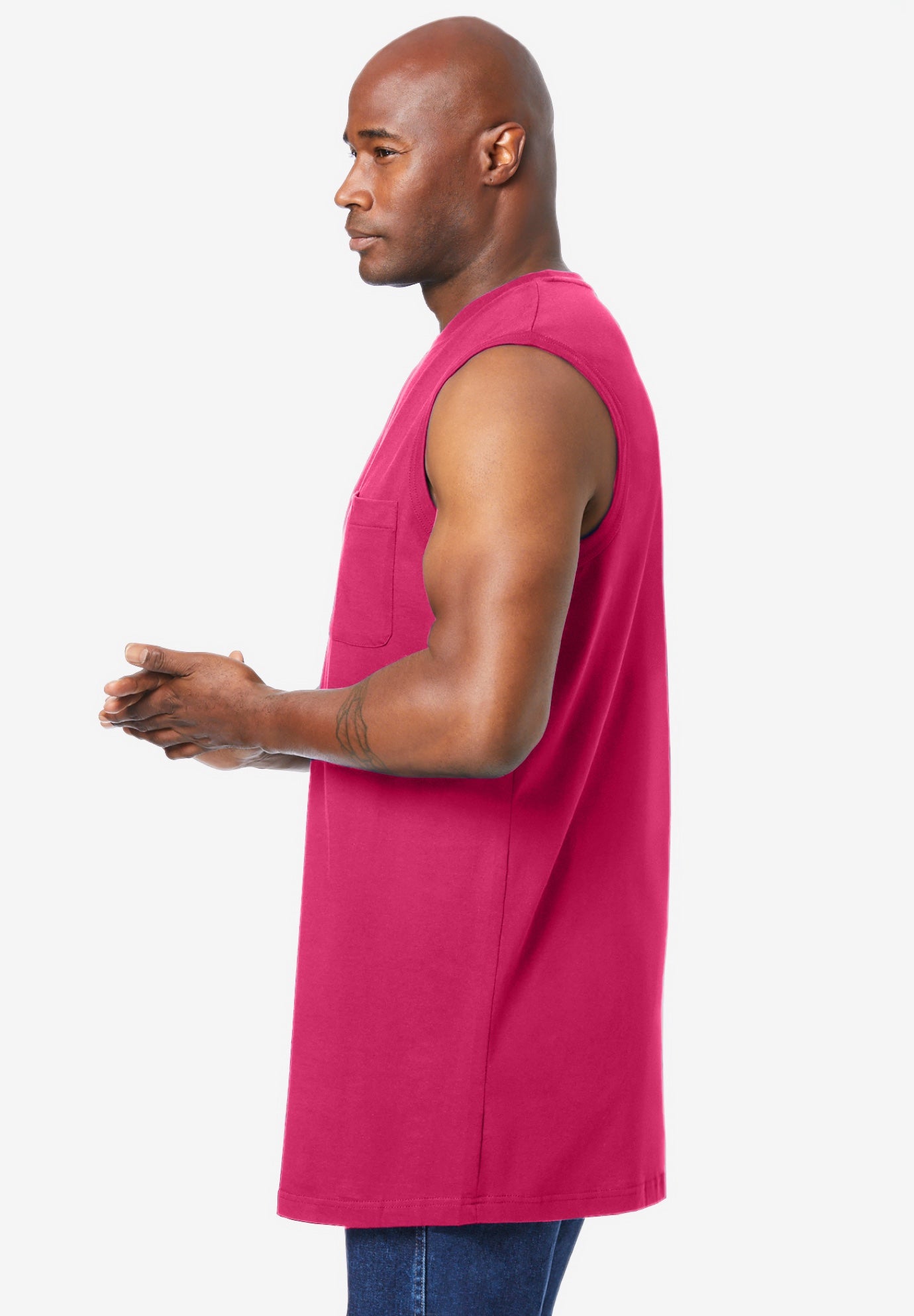 Shrink-Less Longer-Length Lightweight Muscle Pocket Tee image number 2