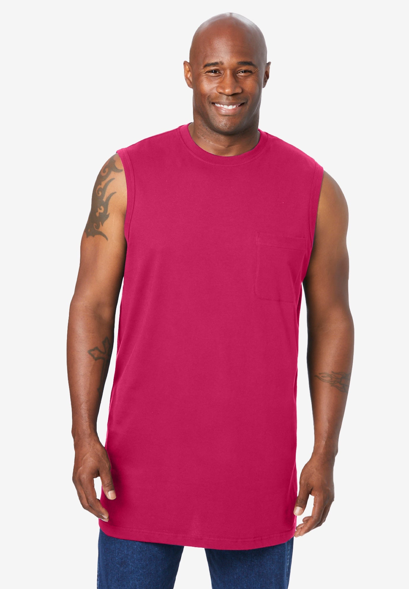Shrink-Less Longer-Length Lightweight Muscle Pocket Tee image number 0