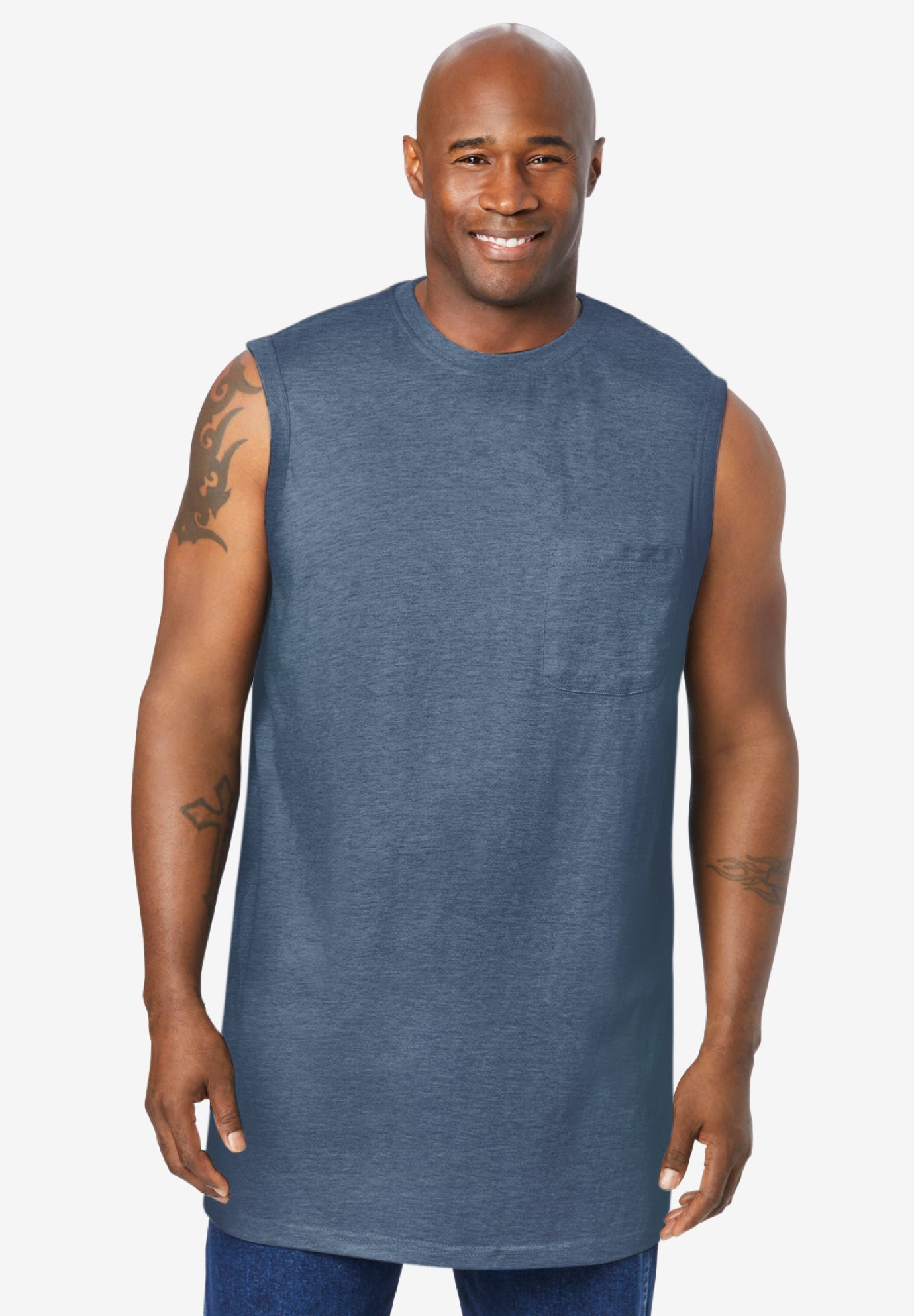 Shrink-Less Longer-Length Lightweight Muscle Pocket Tee image number 0