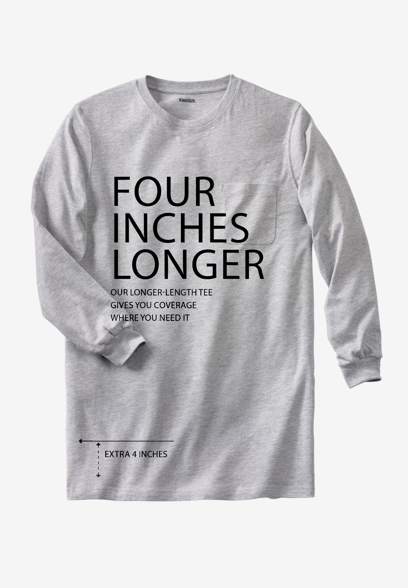 Shrink-Less Lightweight Longer-Length Long-Sleeve Crewneck Pocket Tee image number 1
