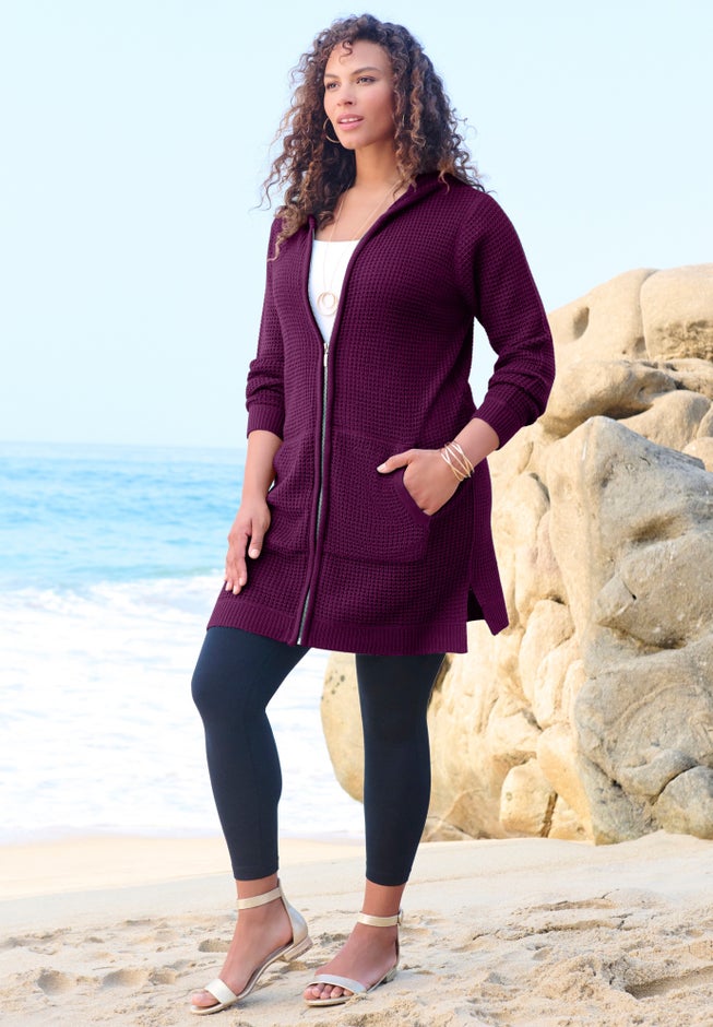 Waffle Mega Length Zip Hoodie image number 0