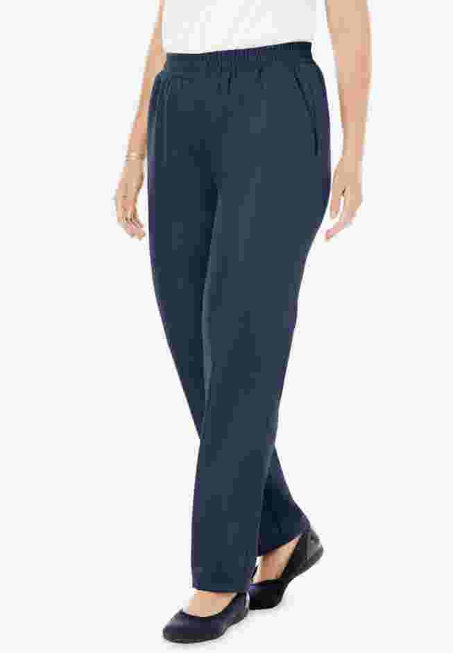 Womens Plus-Size Woven Hassle-Free Pull-On Pants image number 1