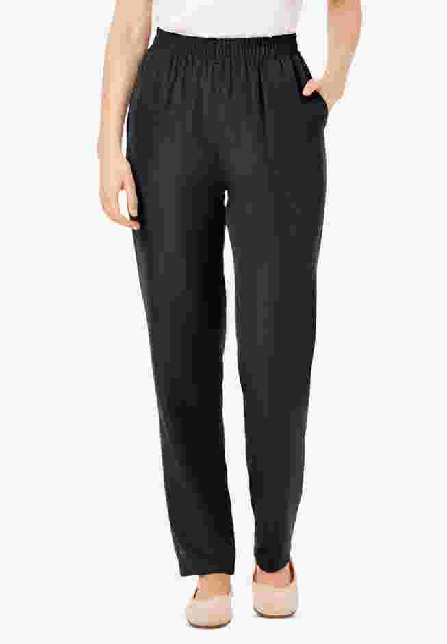 Womens Plus-Size Woven Hassle-Free Pull-On Pants image number 0