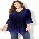 Velvet Trim Pleated Blouse image number null