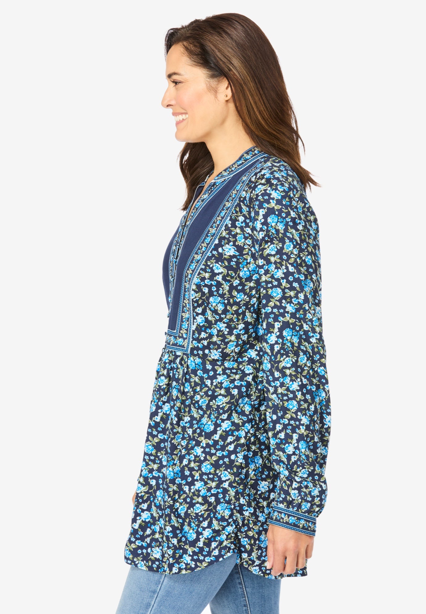 Button-Front Mixed Print Tunic image number 2