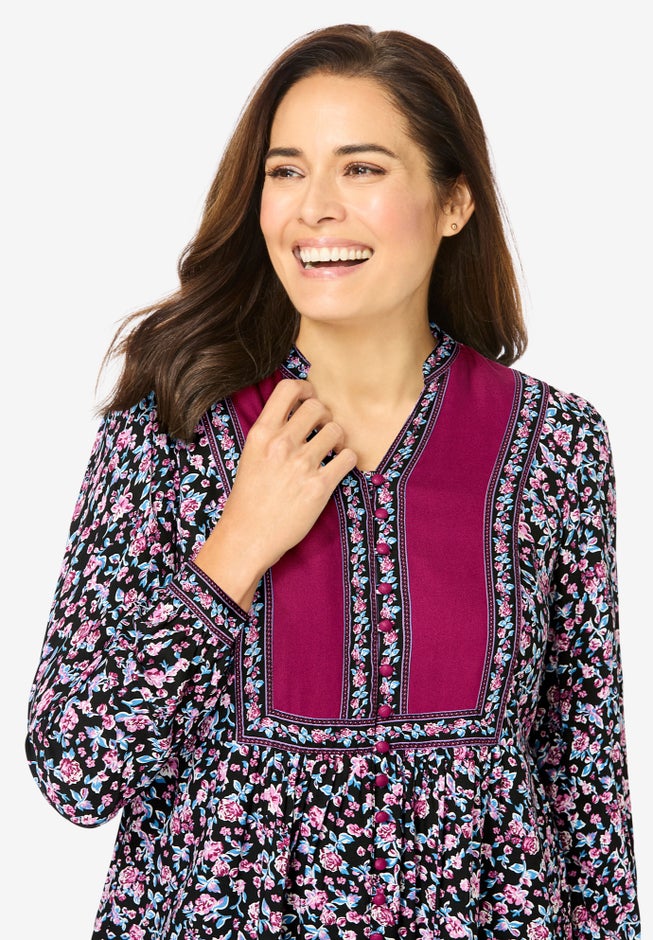 Button-Front Mixed Print Tunic image number 3