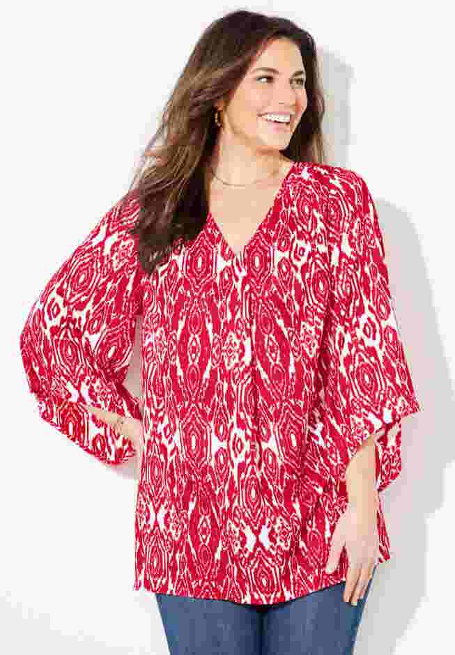 V-Neck Angel Sleeve Blouse image number 0