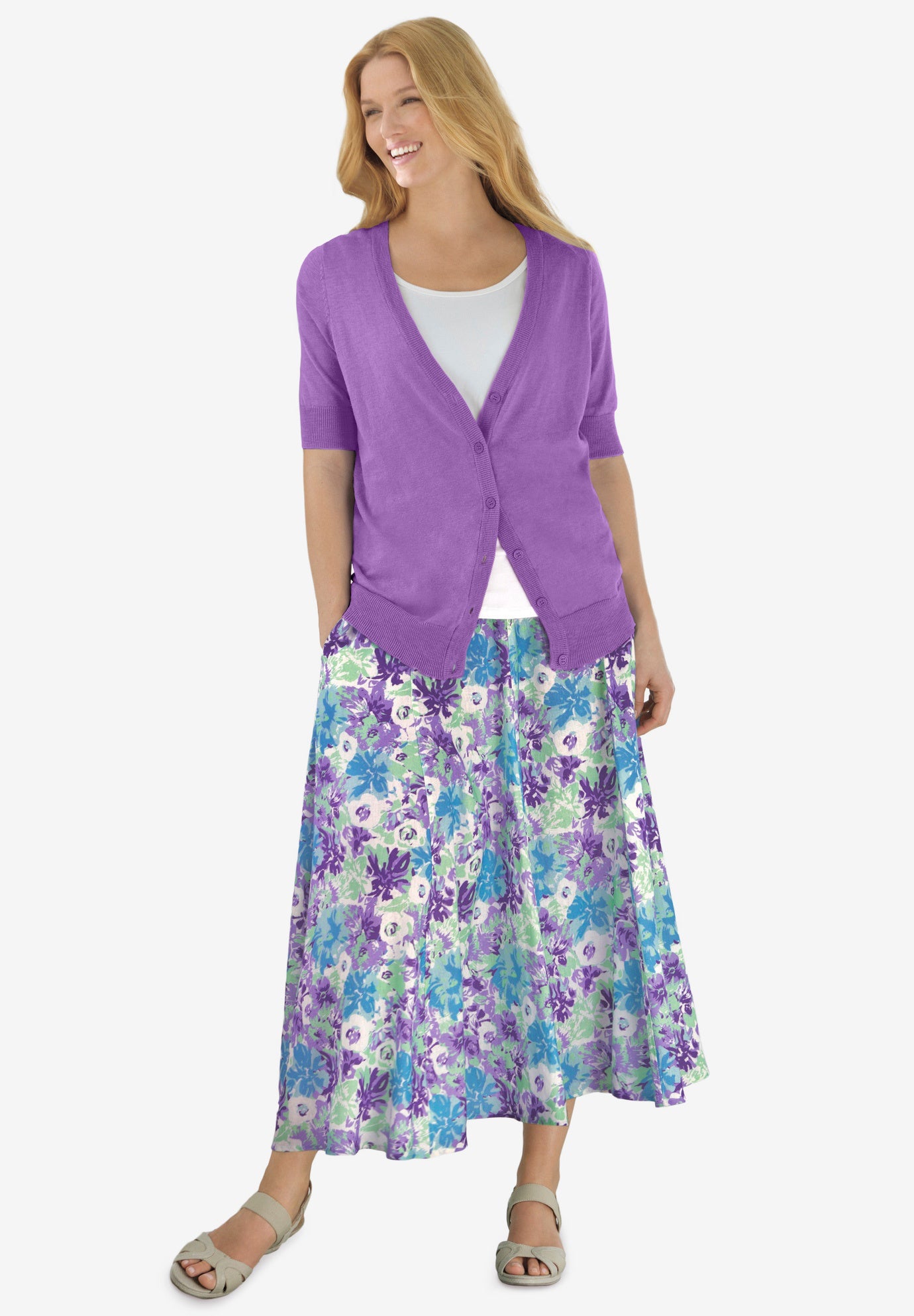 Lightweight Short Sleeve V-Neck Cardigan image number 4