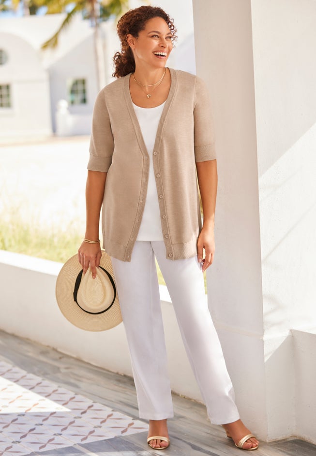 Lightweight Short Sleeve V-Neck Cardigan image number 6