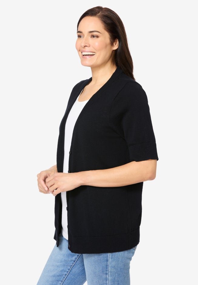 Lightweight Short Sleeve V-Neck Cardigan image number 2