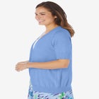 Lightweight Short Sleeve V-Neck Cardigan Sweater image number 3