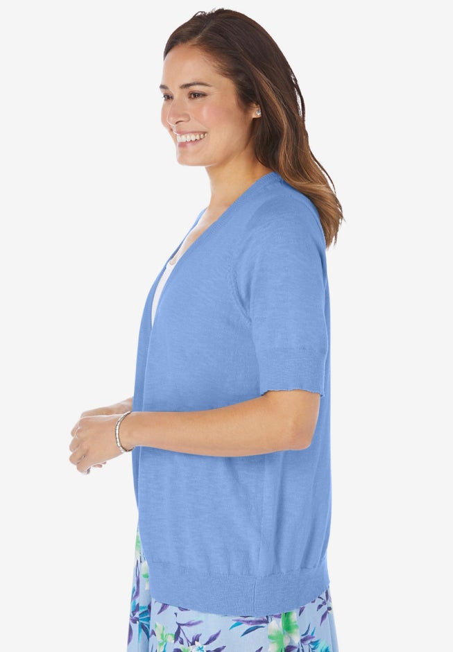 Lightweight Short Sleeve V-Neck Cardigan Sweater image number 3