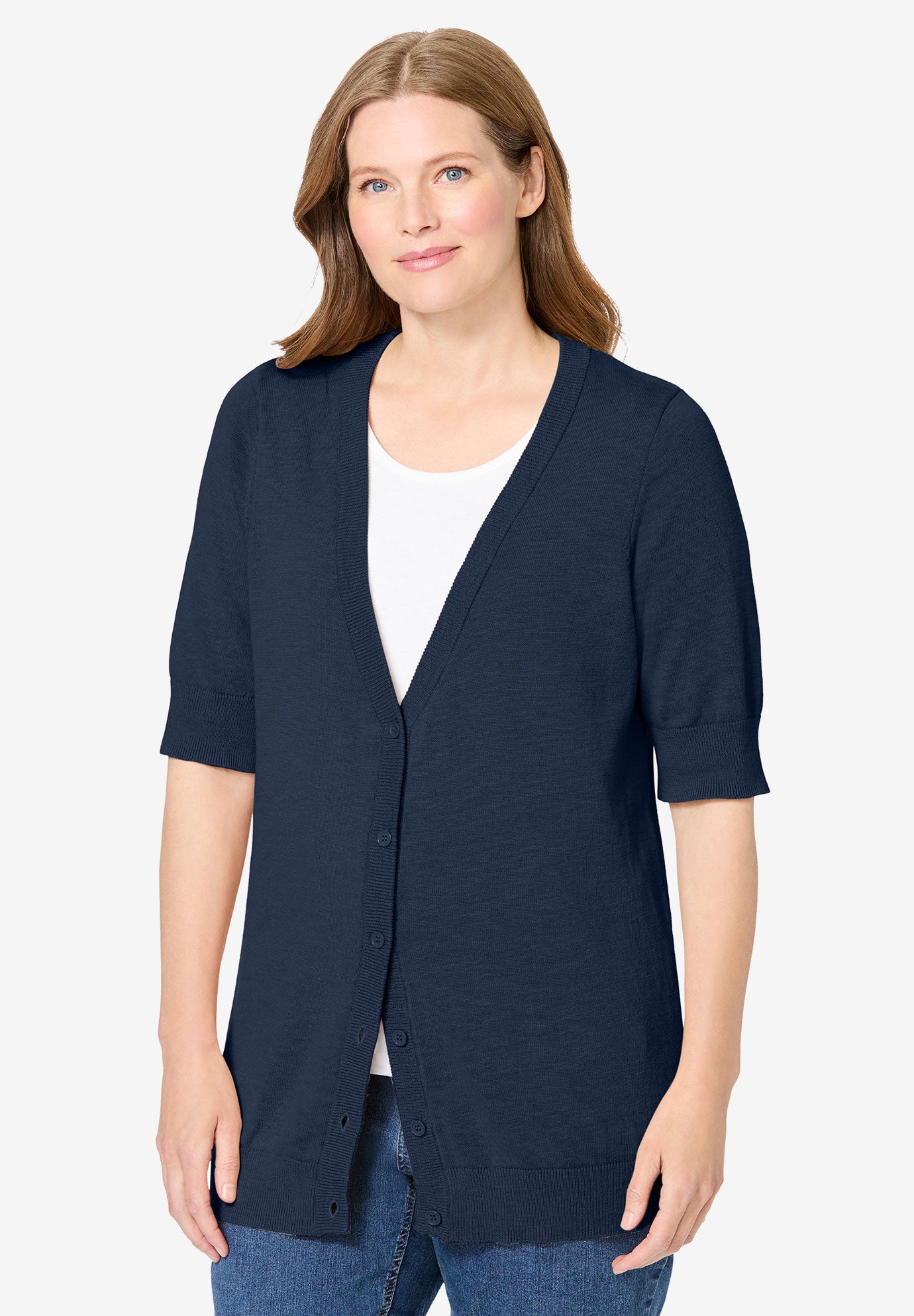 Lightweight Short Sleeve V-Neck Cardigan image number 1
