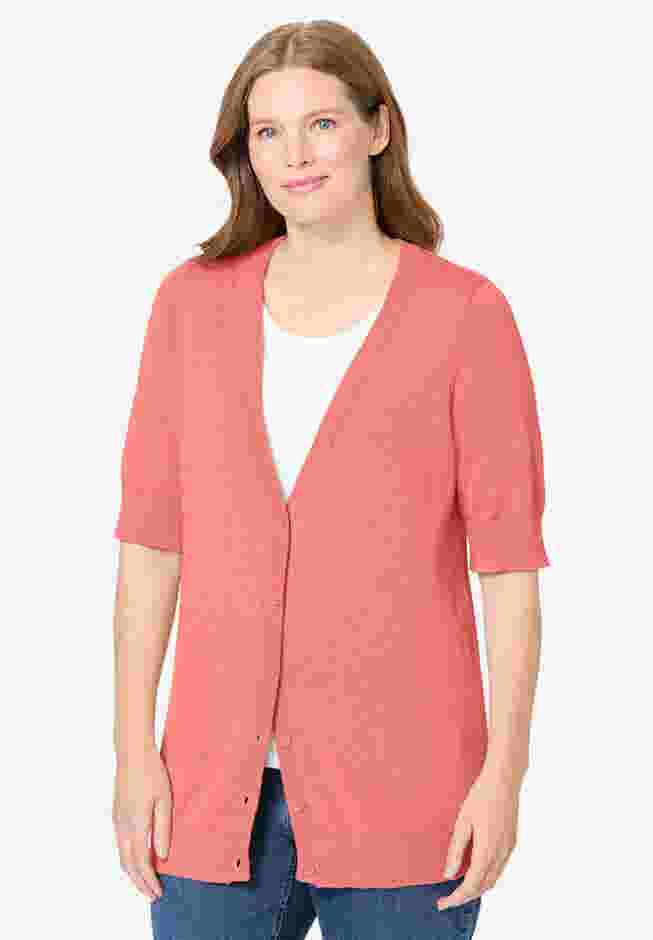 Lightweight Short Sleeve V-Neck Cardigan image number 1