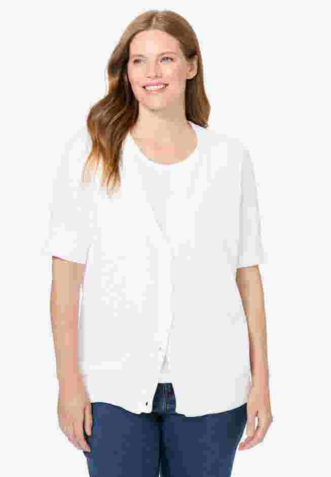 Lightweight Short Sleeve V-Neck Cardigan image number 0