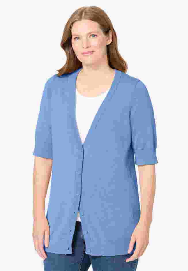 Lightweight Short Sleeve V-Neck Cardigan image number 0