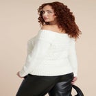 Off The Shoulder Cableknit Sweater image number null
