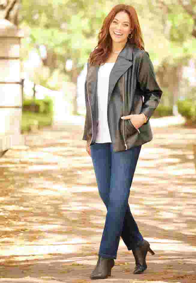 Faux Leather Moto Jacket image number 4