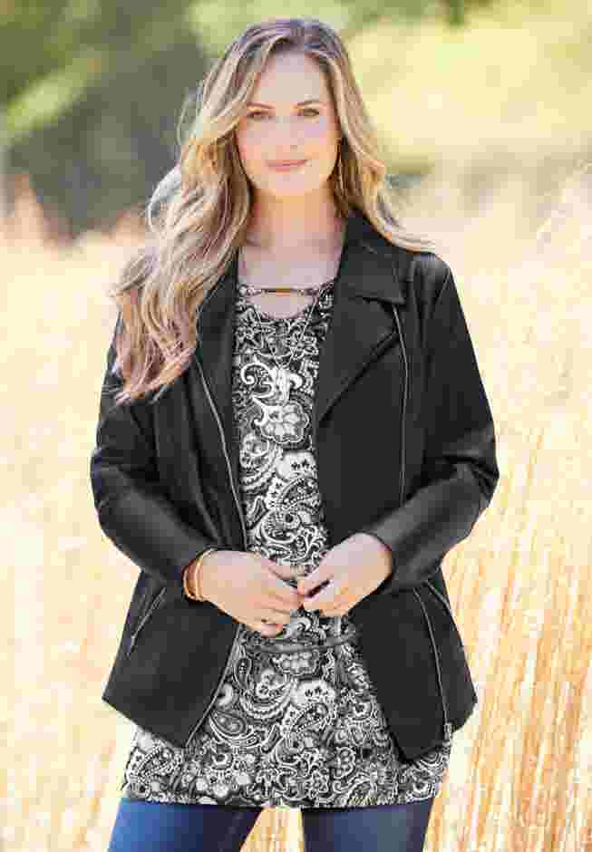 Faux Leather Moto Jacket image number 0