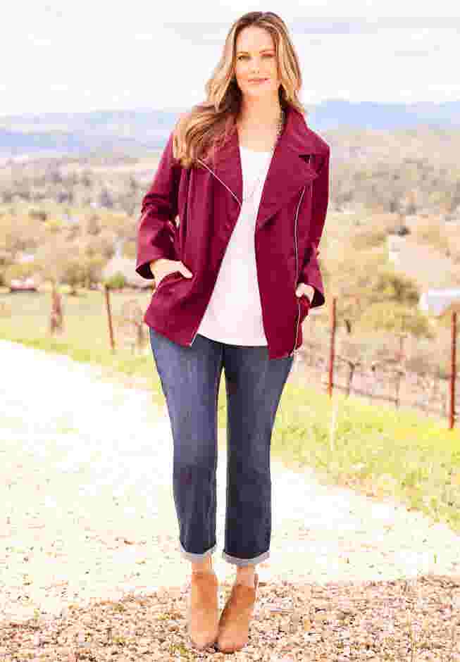 Faux Leather Moto Jacket image number 0