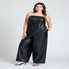 Strapless Faux Leather Jumpsuit image number null