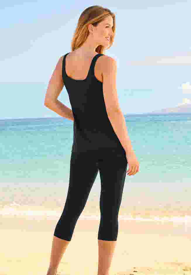 Longer-Length Scoop Neck Tankini Top image number 1